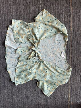 PacSun Mint Green Floral Tie-Front Crop Top